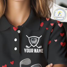 Load image into Gallery viewer, Funny Black and Red Heart Pattern Valentine Golf Shirts For Women Custom Valentine Golf Gifts For her NQS11229