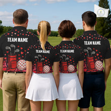 Load image into Gallery viewer, Funny Black and Red Heart Pattern Valentine Golf Shirts For Women Custom Valentine Golf Gifts For her NQS11229