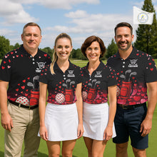 Load image into Gallery viewer, Funny Black and Red Heart Pattern Valentine Golf Shirts For Women Custom Valentine Golf Gifts For her NQS11229