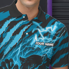 Load image into Gallery viewer, Personalized Tiger Bowling Shirts For Men, Blue Flame Lightning Thunder Tiger Team Bowling Jerseys NQS11232