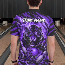 Load image into Gallery viewer, Personalized Tiger Bowling Shirts For Men, Purple Flame Lightning Thunder Tiger Team Bowling Jerseys NQS11234