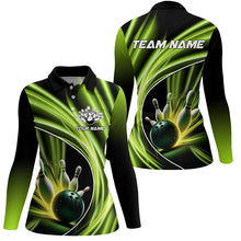 Load image into Gallery viewer, Green Light Bowling Jerseys For Women Custom Ladies Bowling Polo, Quarter-Zip Shirt for Team Bowlers NQS7603