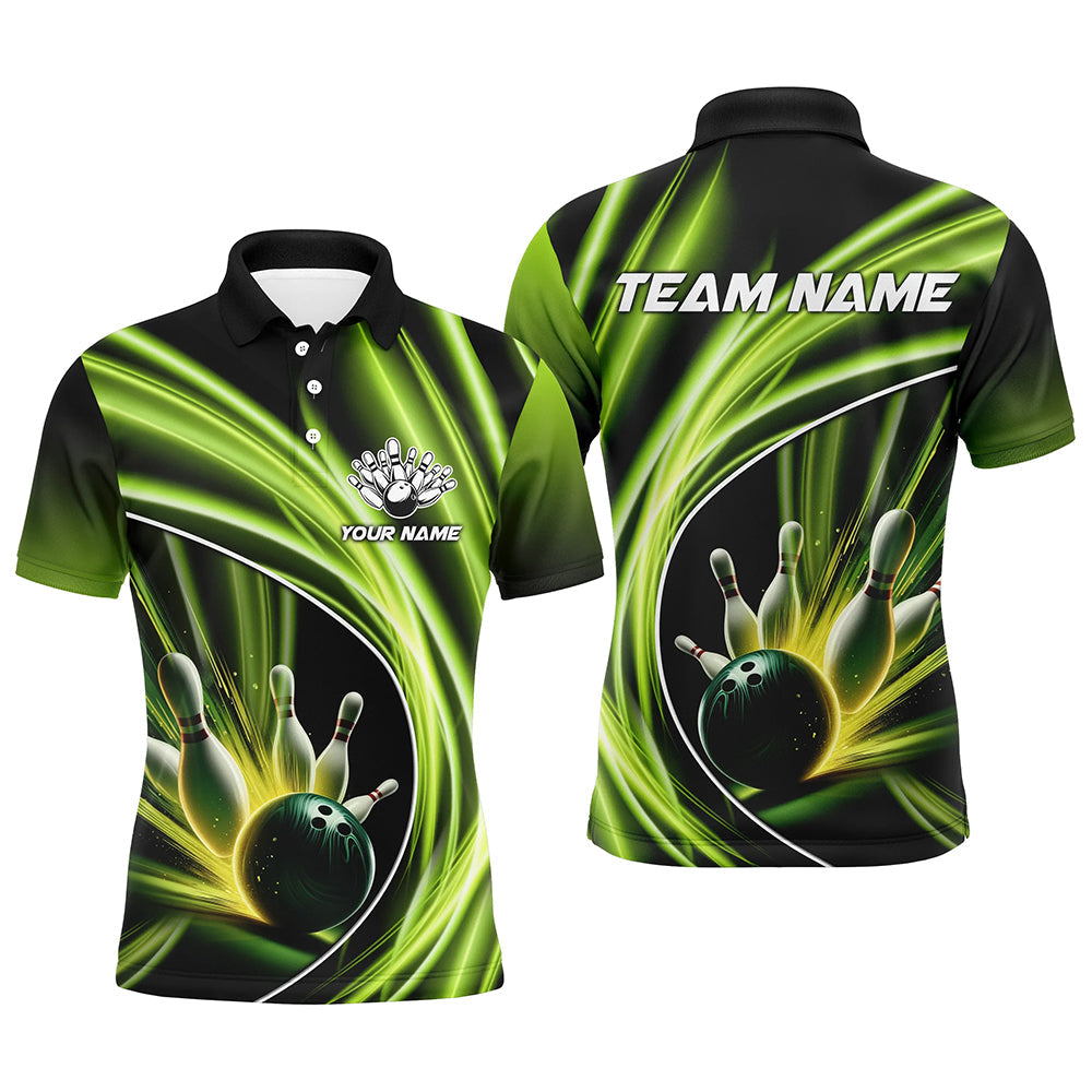 Green Light Bowling Jerseys For Men Custom Mens Bowling Polo, Quarter-Zip Shirt for Team Bowlers NQS7603