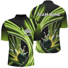 Load image into Gallery viewer, Green Light Bowling Jerseys For Men Custom Mens Bowling Polo, Quarter-Zip Shirt for Team Bowlers NQS7603