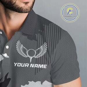 Personalized Gray camo Golf polo shirts for men custom camo golf shirts, unique golf gifts NQS9944