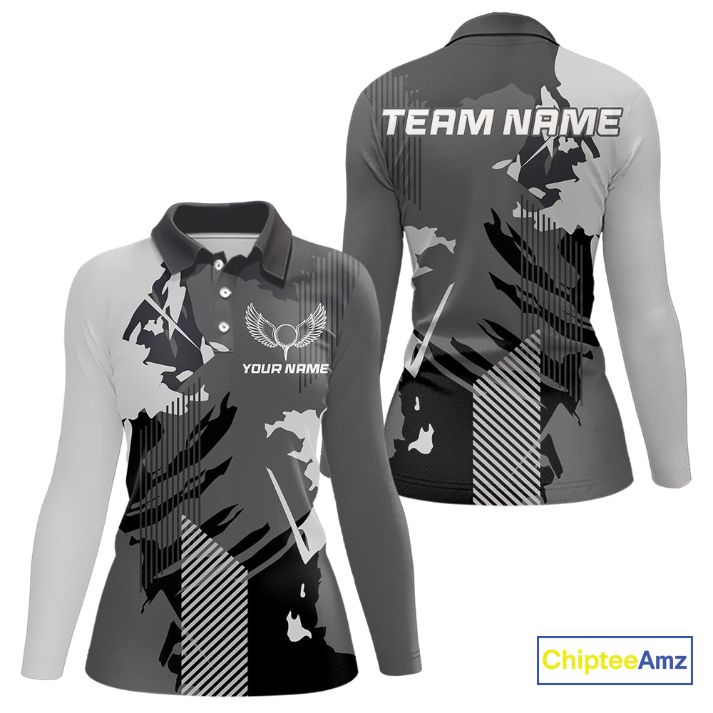 Personalized Gray camo Golf polo shirts for women custom camo golf shirt, unique golf gifts NQS9944