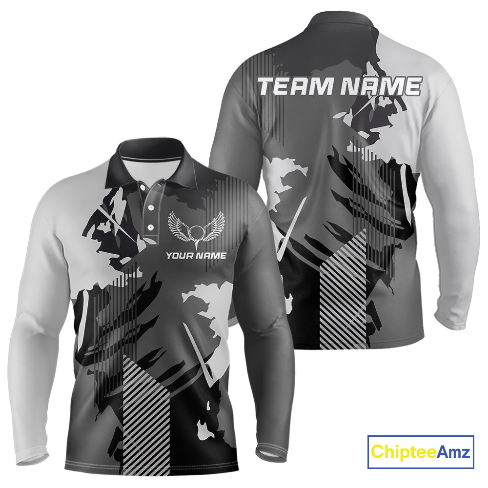 Personalized Gray camo Golf polo shirts for men custom camo golf shirts, unique golf gifts NQS9944