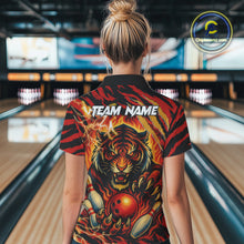 Load image into Gallery viewer, Personalized Tiger Bowling Shirts For Women, Orange Flame Lightning Thunder Tiger Team Bowling Jerseys NQS9947