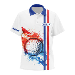 Red, White and Blue stripe Kid golf polo shirts custom golf ball kids golf tops, team golf shirts NQS7802