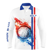 Load image into Gallery viewer, Red, White and Blue stripe Mens golf polo shirts custom golf ball mens golf tops, team golf shirts NQS7802