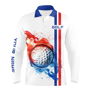 Red, White and Blue stripe Mens golf polo shirts custom golf ball mens golf tops, team golf shirts NQS7802