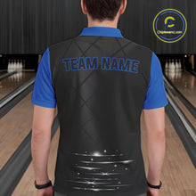 Load image into Gallery viewer, Black and blue bowling league jersey custom Mens Bowling Polo, 1/4 zip Shirt, gifts for men bowler NQS10095