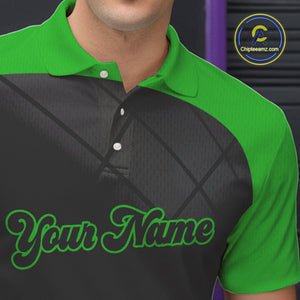 Black and Green bowling league jersey custom Mens Bowling Polo, 1/4 zip Shirt, gifts for men bowler NQS10096