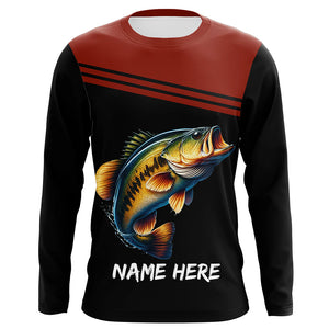 Red and black Bass Fishing Customize name Long sleeve UV protection performance Bass Fishing Shirts NQS2083