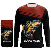 Load image into Gallery viewer, Red and black Bass Fishing Customize name Long sleeve UV protection performance Bass Fishing Shirts NQS2083