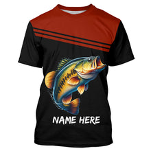 Load image into Gallery viewer, Red and black Bass Fishing Customize name Long sleeve UV protection performance Bass Fishing Shirts NQS2083