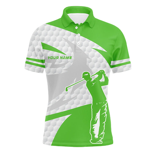 Green and white golf ball pattern Mens golf polo shirts custom golf outfits for men, unique golf gifts NQS8029