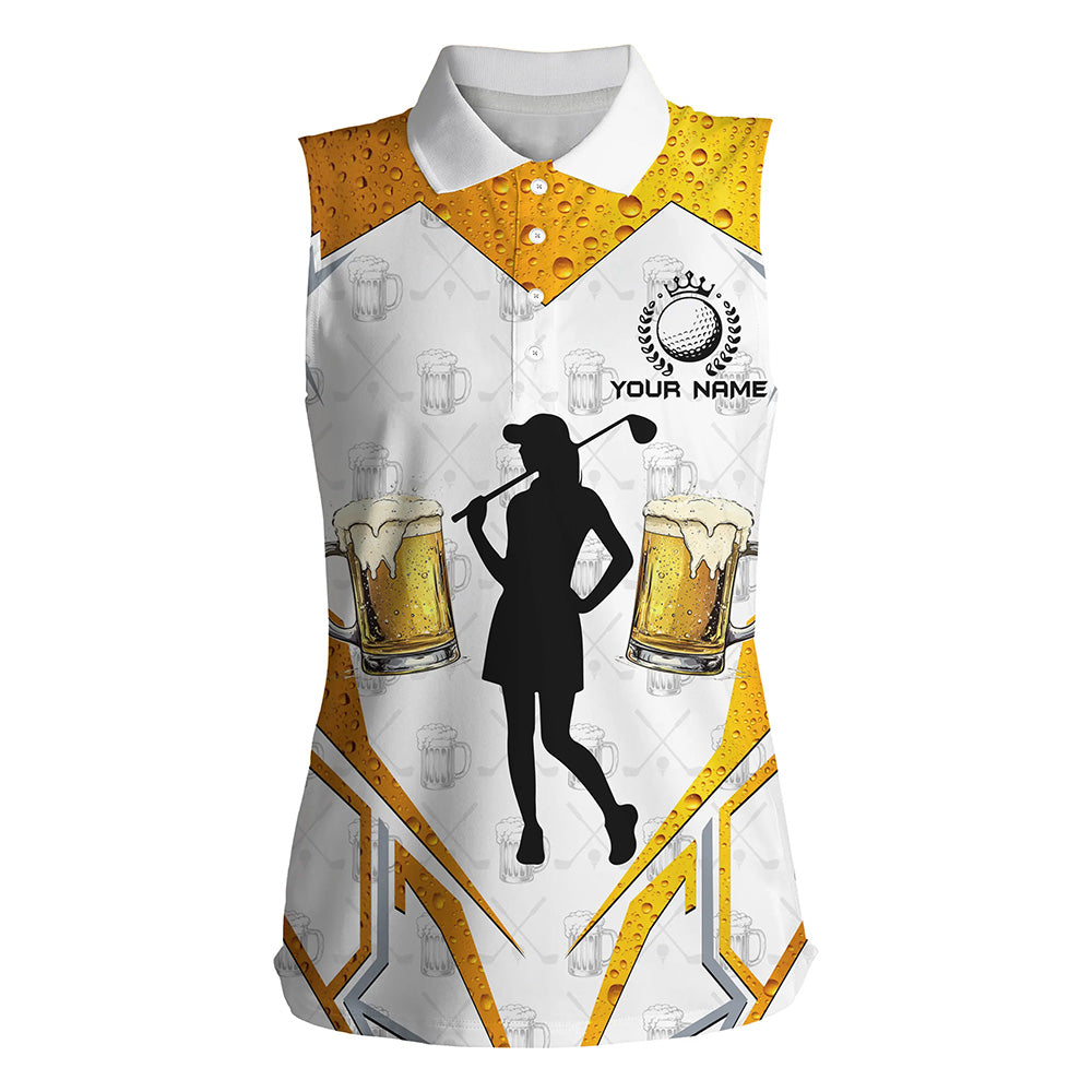 Women sleeveless polo shirt custom golf and beer cool golf shirts for ladies, golf gifts for women NQS8225