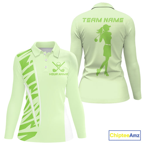Green Women golf polo shirts custom golf outfits for ladies, Gift for golf lovers NQS10849