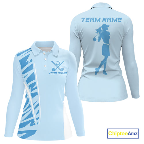 Blue Women golf polo shirts custom golf outfits for ladies, Gift for golf lovers NQS10850