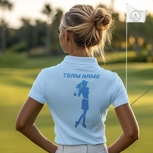 Blue Women golf polo shirts custom golf outfits for ladies, Gift for golf lovers NQS10850