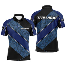 Load image into Gallery viewer, Black and Blue Camo Custom Bowling Polo, Quarter Zip Shirt For Men Personalized Bowling Team Jerseys NQS8907