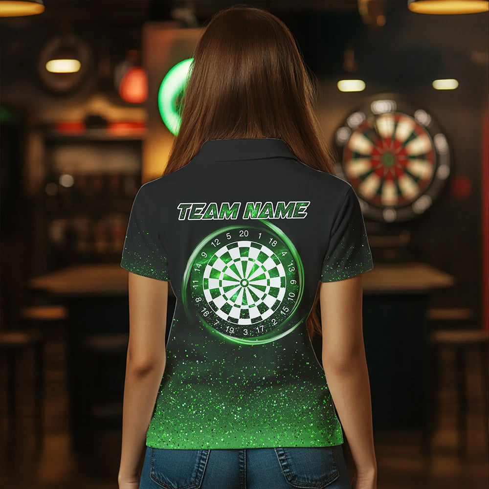 Black & Green glitter Lucky Darts Shirt For Women Custom St Patrick Day Darts Jersey for Team NQS9363
