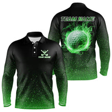 Load image into Gallery viewer, Black And Green Glitter Lucky Mens golf polo shirts custom St Patrick Day golf tops for mens NQS9365