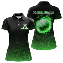 Load image into Gallery viewer, Black And Green Glitter Lucky Women golf polo shirt custom St Patrick Day golf tops for ladies NQS9365