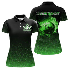 Load image into Gallery viewer, Black And Green Glitter Lucky Custom Bowling Team Shirt For Women, St Patrick Day Bowler Outfits NQS9364