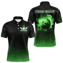 Load image into Gallery viewer, Black And Green Glitter Lucky Custom Bowling Team Shirt For Men, St Patrick Day Uniform Bowler Outfits NQS9364