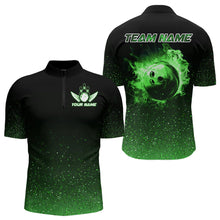 Load image into Gallery viewer, Black And Green Glitter Lucky Custom Bowling Team Shirt For Men, St Patrick Day Uniform Bowler Outfits NQS9364