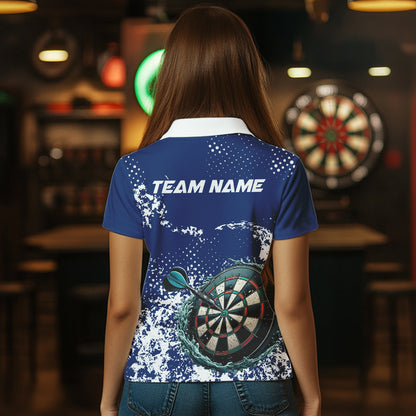 Personalized White Blue Grunge Darts Shirt For Women Custom Dart Outfit Team Jersey NQS9510