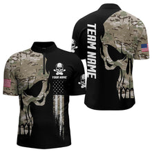 Load image into Gallery viewer, Skull Camouflage American Flag Mens Bowling Shirts Custom Patriotic Bowling Team Jerseys For Men NQS9508