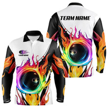 Load image into Gallery viewer, Colorful Flame Bowling Polo, Quarter Zip Shirts for Men Custom Fire Team Bowling jerseys NQS9675