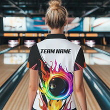 Load image into Gallery viewer, Colorful Flame Bowling Polo, Quarter Zip Shirts for Women Custom Fire Team Bowling jerseys NQS9675