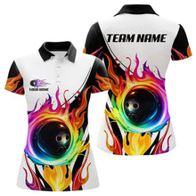 Load image into Gallery viewer, Colorful Flame Bowling Polo, Quarter Zip Shirts for Women Custom Fire Team Bowling jerseys NQS9675