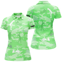 Load image into Gallery viewer, Green camo Womens golf polos shirts custom name  green golf shirts for women, golfing gifts NQS5925