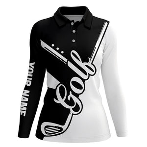 Black and white golf clubs Womens golf polo shirts custom golf tops for women, lady golf apparel NQS6126