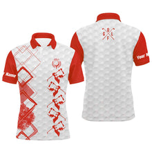 Load image into Gallery viewer, Red and white Mens golf polo shirt custom name men&#39;s golf apparel, gifts for golf lovers NQS8226