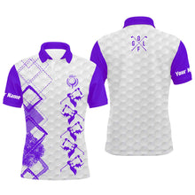 Load image into Gallery viewer, Purple and white Mens golf polo shirt custom name men&#39;s golf apparel, gifts for golf lovers NQS8227