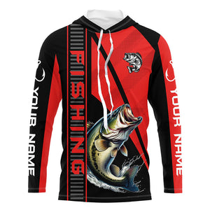 Black and red Largemouth Bass Fishing Custom UV protection Long sleeve fishing shirts For Men, Women NQS8236