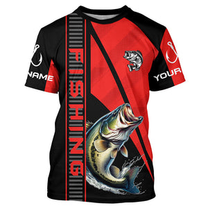 Black and red Largemouth Bass Fishing Custom UV protection Long sleeve fishing shirts For Men, Women NQS8236