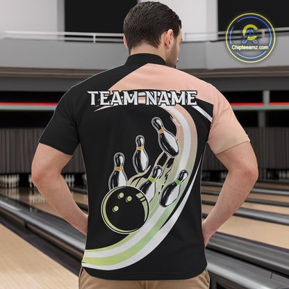 Pink and Green Gradient Bowling Shirts For Men Custom Bowling Team League Jersey, Gift For Bowler NQS10433