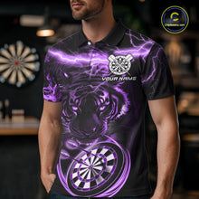 Load image into Gallery viewer, Personalized Purple Lightning Thunder Storm Tiger Darts Shirts For Men Custom Dart Team Jerseys NQS10440