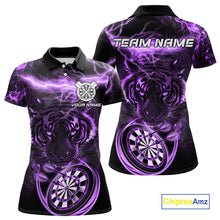 Load image into Gallery viewer, Personalized Purple Lightning Thunder Storm Tiger Darts Shirts For Women Custom Dart Team Jerseys NQS10440