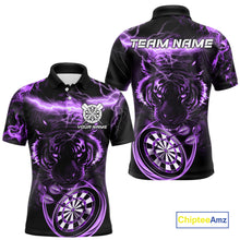 Load image into Gallery viewer, Personalized Purple Lightning Thunder Storm Tiger Darts Shirts For Men Custom Dart Team Jerseys NQS10440