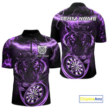 Load image into Gallery viewer, Personalized Purple Lightning Thunder Storm Tiger Darts Shirts For Men Custom Dart Team Jerseys NQS10440