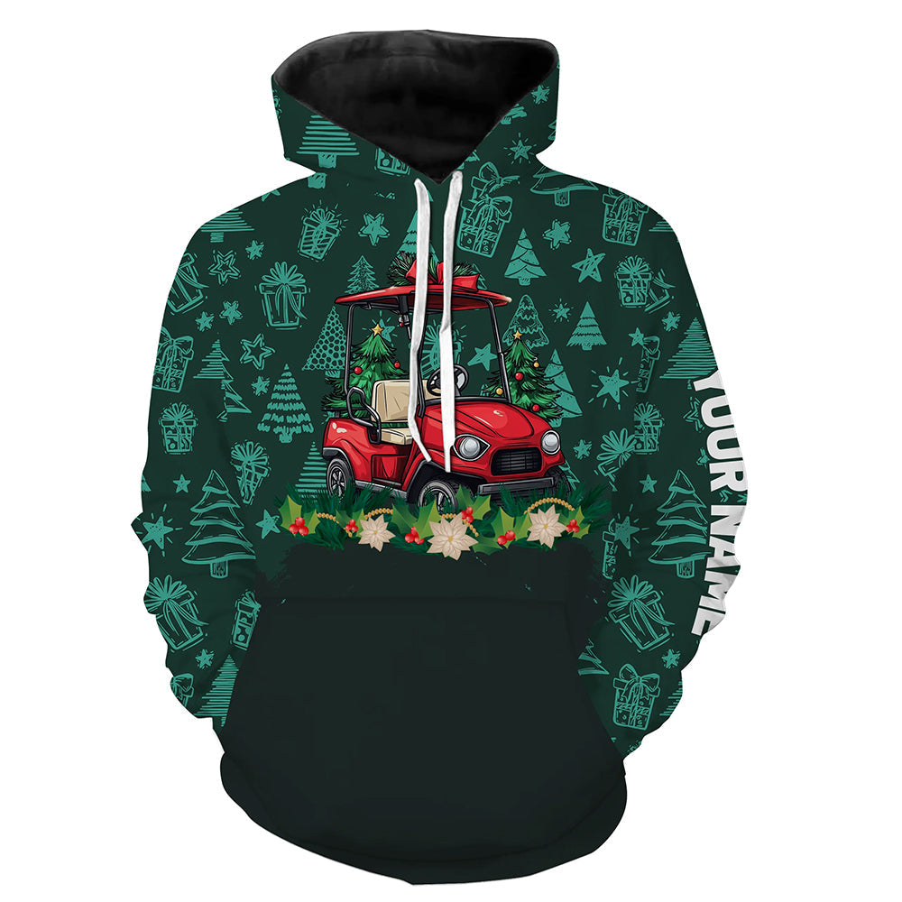 Green christmas pattern Golf cart Golf Hoodies custom Christmas golf hoodie clothes NQS8686