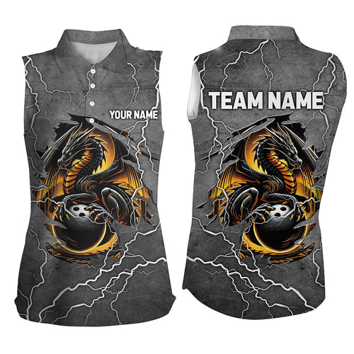 Lightning Thunder Custom Dragon Bowling Sleeveless Polo Shirt Bowling League Jerseys Bowler Outfit NQS8691